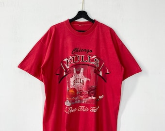Camiseta vintage de los Chicago Bulls de los años 90, ropa deportiva de la NBA, costura simple, roja, talla XL