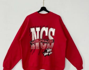 vintage des années 90 North Carolina State University sweat ras du cou pull NC State Wolfpack impression logo rouge XL