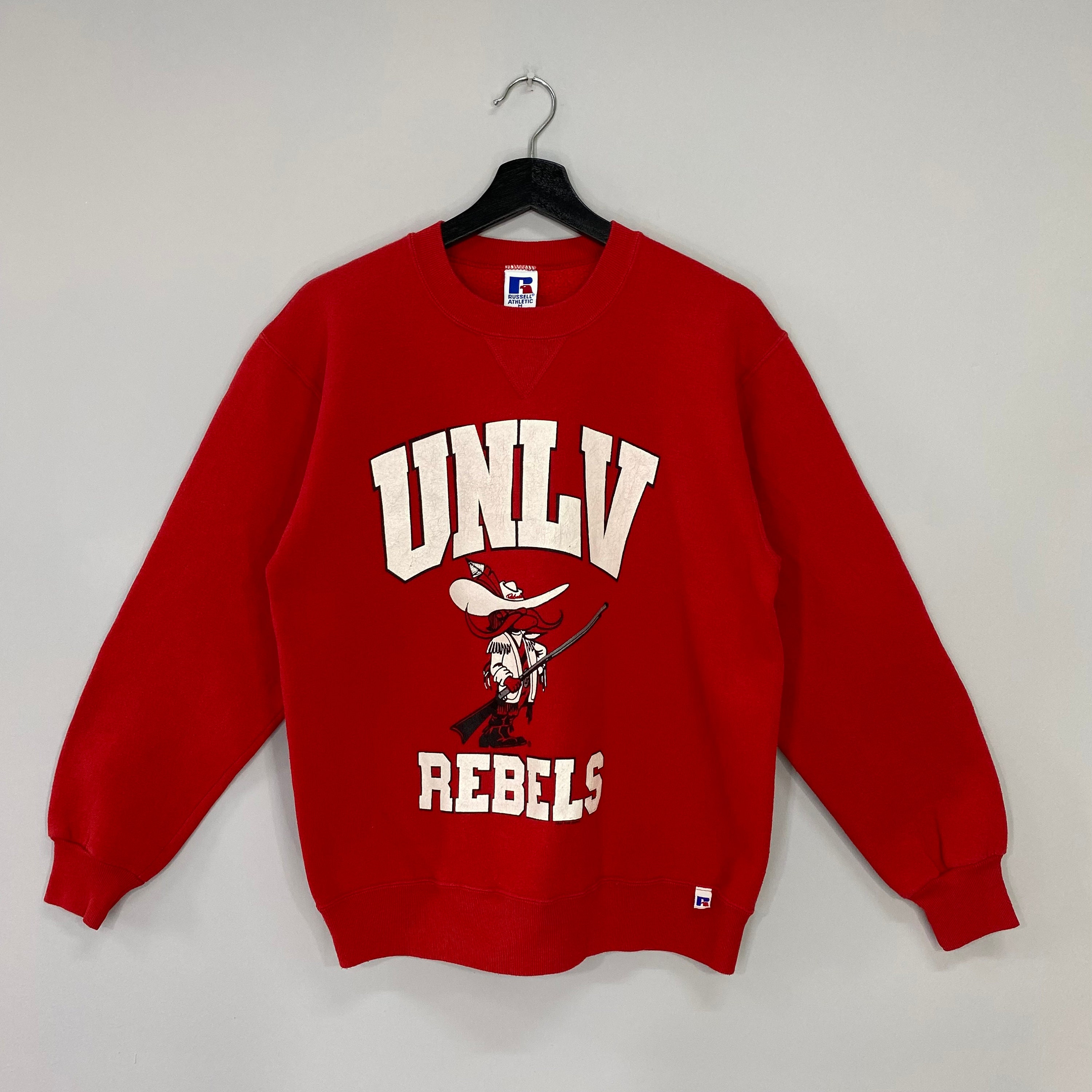 Vintage 90s University Nevada Las Vegas Sweatshirt University Nevada Crewneck Nevada Sweater Pullover UNLV Rebels Print Logo Red Small Etsy