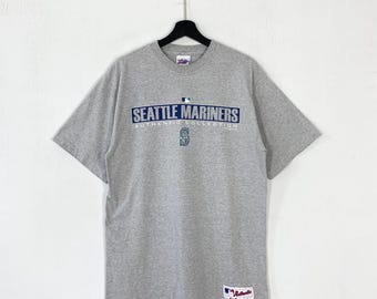 Vintage Seattle Mariners T-Shirt Majestic MLB Sportswear Mariners Baseball Grey Medium
