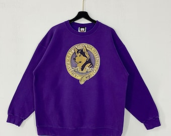 Vintage 90s University Washington Sweatshirt Washington Huskies Crewneck Washington Sweater Pullover Washington Huskies Print Logo XLarge