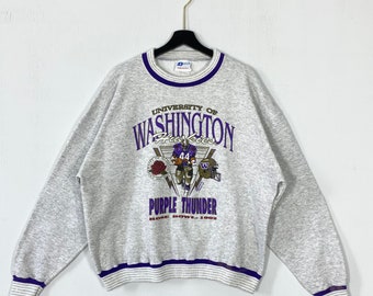 Vintage 90s University Washington Sweatshirt Washington Huskies Crewneck Washington Sweater Pullover Washington Huskies Print Logo Large