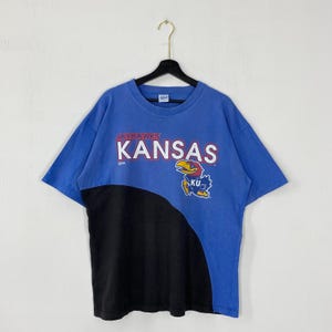 ヴィンテージ 90 年代 大学 カンザス ジェイホークス T シャツ セーラム NCAA フットボール スポーツウェア ブルー XL