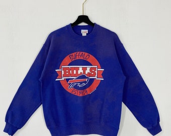 Vintage 80s Buffalo Bills Sweatshirt Bills Crewneck Buffalo Bills Sweater Pullover Sportswear NFL Buffalo Bills Print Logo Blue Medium