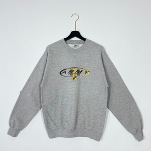 Sudadera vintage de la Academia Militar de los Estados Unidos, cuello redondo, USMA, suéter USMA, logotipo bordado de los Caballeros Negros del Ejército, gris, talla mediana
