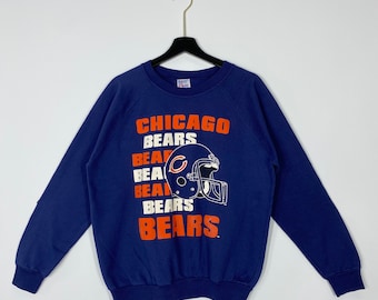 Vintage 90s Chicago Bears Sweatshirt Chicago Bears Crewneck Chicago Bears Sweater Sportswear NFL Chicago Bears Print Logo Blue Medium