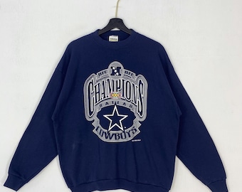 Vintage 90s Dallas Cowboys Sweatshirt Crewneck Pullover Sportswear NFL Cowboys Football Print Logo Blue Large