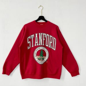 Vintage 90s Stanford University Sweatshirt Stanford University Crewneck Stanford Sweater Pullover Stanford Cardinal Print Logo Red Medium