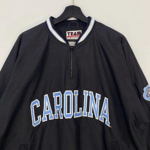 Vintage 90s North Carolina Tar Heels Pullover Windbreaker Jacket NCAA Sportswear Embroidered Logo Black Medium image 3