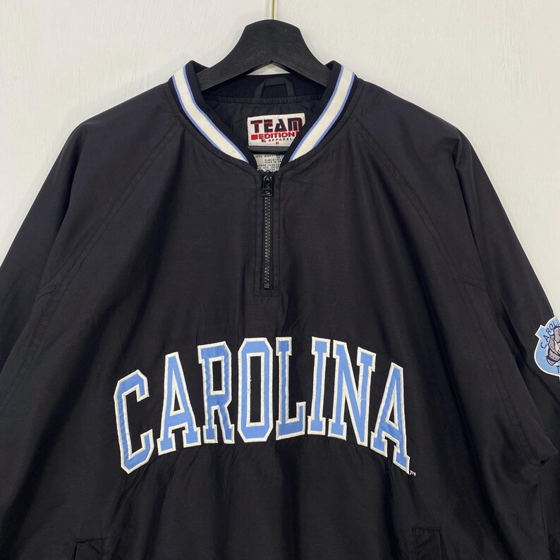 Vintage 90s North Carolina Tar Heels Pullover Windbreaker Jacket NCAA Sportswear Embroidered Logo Black Medium image 3
