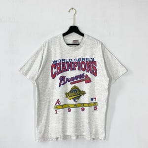Vintage 90s Atlanta Braves T-Shirt MLB Sportswear Single Stitch Grey XLarge