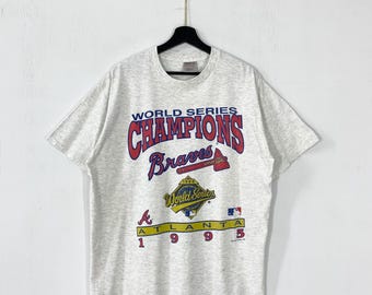 Vintage 90s Atlanta Braves T-Shirt MLB Sportswear Single Stitch Grey XLarge