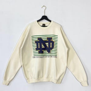 Vintage 90s University Notre Dame Sweatshirt Notre Dame Crewneck Notre Dame Sweater Pullover Notre Dame Fighting Irish Print Logo XLarge