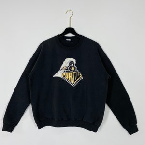 Vintage Purdue Universität Sweatshirt Purdue Universität Rundhalsausschnitt Purdue Pullover Pullover Purdue Boilermaker Gesticktes Logo Schwarz Medium