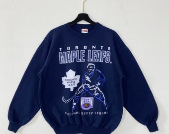 Vintage 90s Toronto Maple Leafs Sweatshirt Maple Leafs Crewneck Maple Leafs Sweater Pullover Sportswear NHL Maple Leafs Print Logo Medium