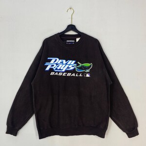 Vintage 90s Tampa Bay Rays Sweatshirt Crewneck Pullover Sportswear MLB Rays Baseball Print Logo Black Medium