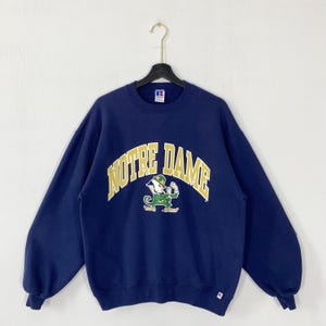 Vintage 90s University Notre Dame Sweatshirt Notre Dame Crewneck Notre Dame Sweater Pullover Notre Dame Fighting Irish Print Logo Medium