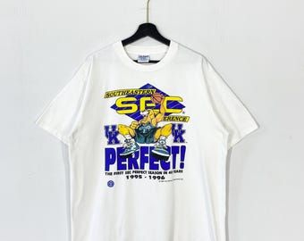 Vintage 90s University Kentucky Wildcats T-Shirt NCAA Football Athletics White XLarge