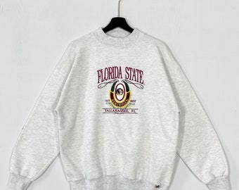 Vintage jaren '90 Florida State University Sweatshirt Florida State Crewneck Florida State Sweater Florida State Seminoles Geborduurd Logo Groot