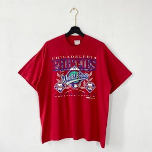 Vintage 90s Philadelphia Phillies T-Shirt MLB Sportswear Single Stitch Red Large