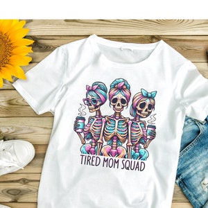 Tired Mom Bun Skeleton Tie Dyed Graphic Image Tee. Handmade. Hand ...