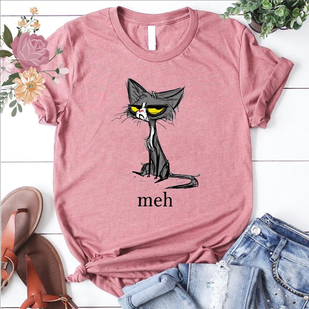 Funny Meh Cat Gift For Cat Lovers TShirt Etsy