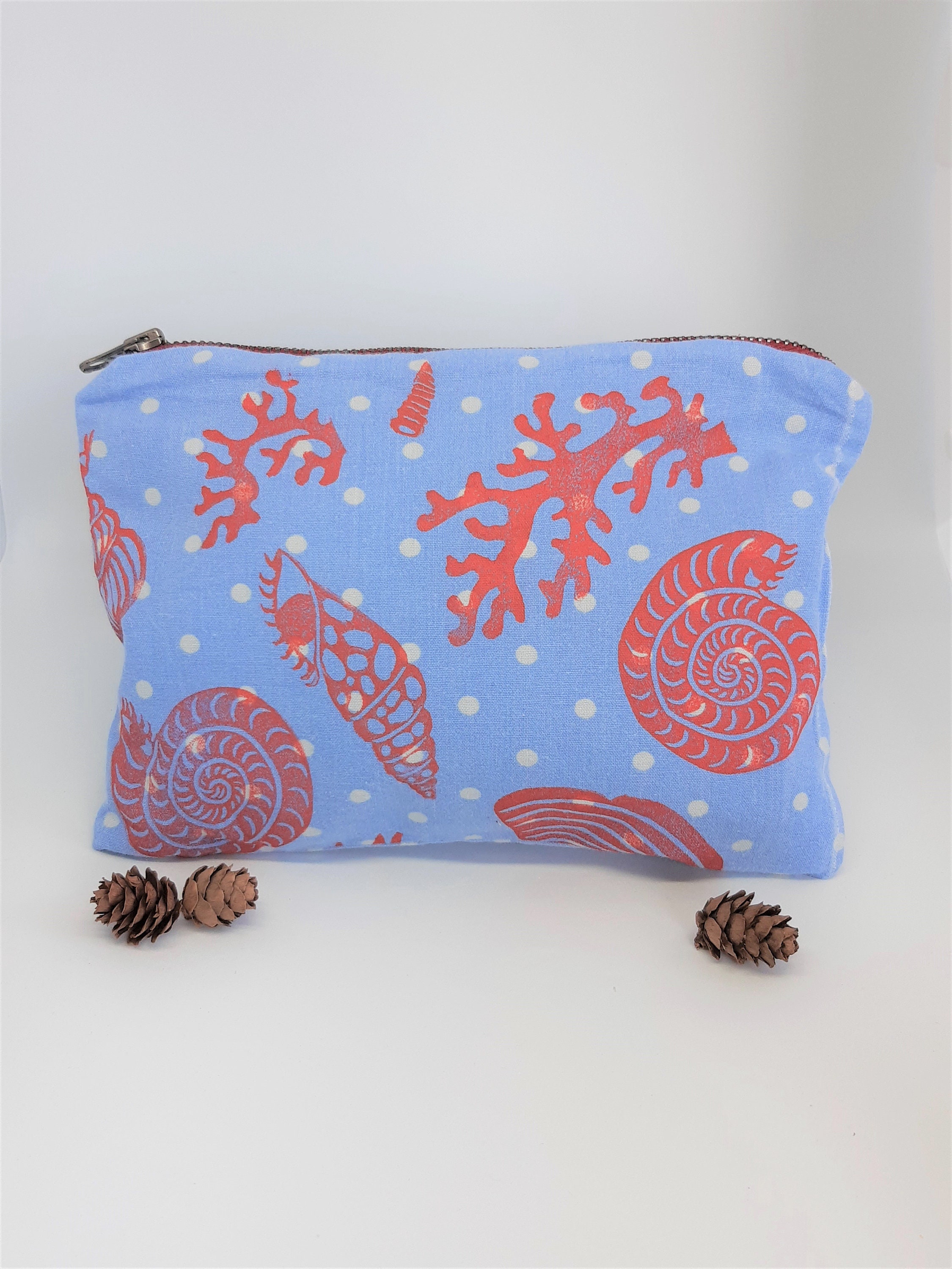 Coquillages // Pochette en Tissu Seconde Main - Linogravure Trousse