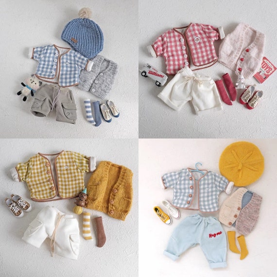 Blythe outfits/ reversible coat/ winter style/ check shirting