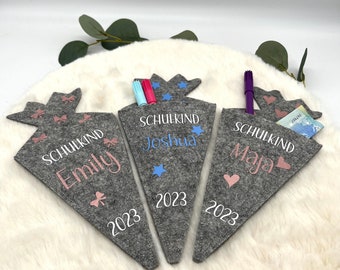 Geldgeschenk kleine Schultüte personalisiert mit Namen