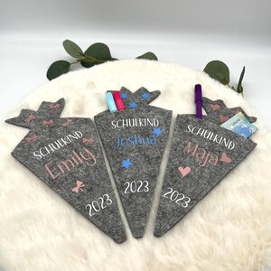 Geldgeschenk kleine Schultüte personalisiert mit Namen