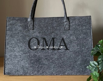 Shopper OMA personalisiert - schwarze Schrift - Einkaufstasche - mit Namen der Enkelkinder