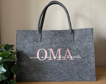 Shopper OMA gepersonaliseerd - boodschappentas - met de namen van de kleinkinderen