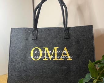 Shopper OMA Gold personalisiert - Einkaufstasche - mit Namen der Enkelkinder