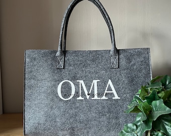 Shopper OMA weiß personalisiert - Einkaufstasche - mit Namen der Enkelkinder