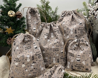 Geschenksäckchen Weihnachten schwarz weiß Nikolaus umweltfreundlich