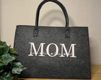Shopper personalisiert - große Einkaufstasche MOM - mit Namen der Kinder