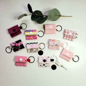 Chiptäschchen rosa Schlüsselanhänger Mini-Geldbörse Rosatöne, pink und braun