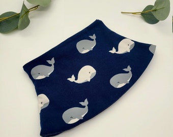 Cute blue scarf with whales KU 48 - 52 cm