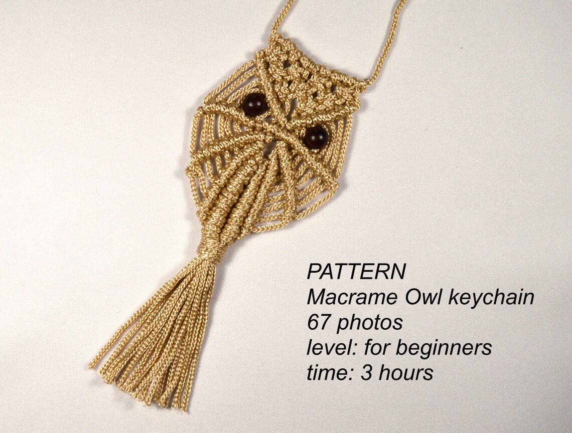 WEBEEDY 4 Set Macrame Owl Keychain Kit With Owl Charms, Graduation Macrame Supplies Kits For Adults Beginners Halloween Christmas Graduation Decor Gifts Phone Wallet Key Pendant, 2.6x5.3 Inch