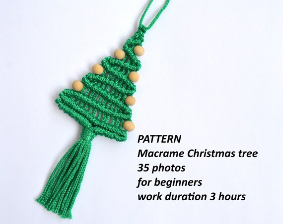 PDF macrame Christmas tree ornament PDF Christmas pattern | Etsy