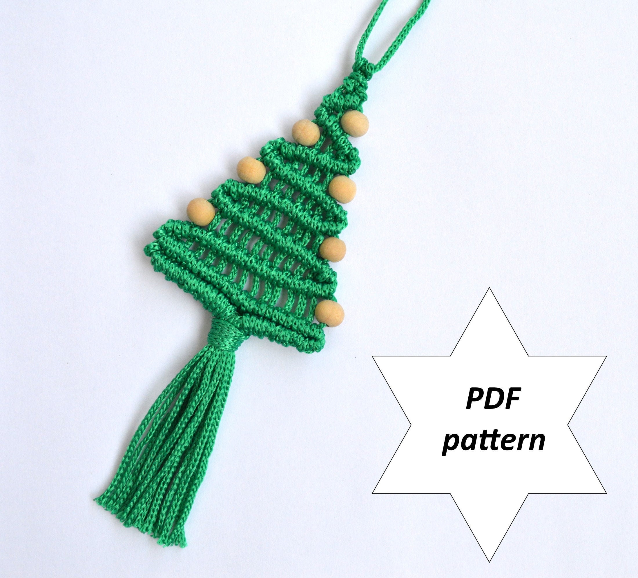 PDF macrame Christmas tree ornament PDF Christmas pattern Etsy