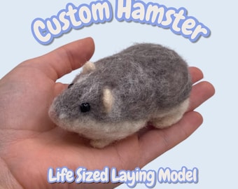 Custom Needle Felt Hamster Model - Life Size Laying Replica - Made Using Your Images