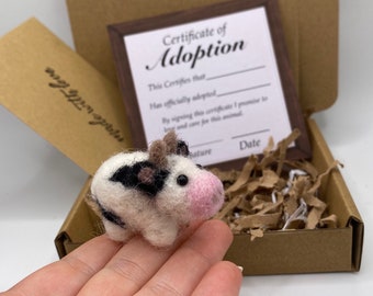 Adopt a Cow - Needle felt cow gift box
