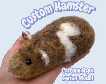 Custom Needle Felt Cartoon Style Syrian Hamster Model - Made Using Your Images