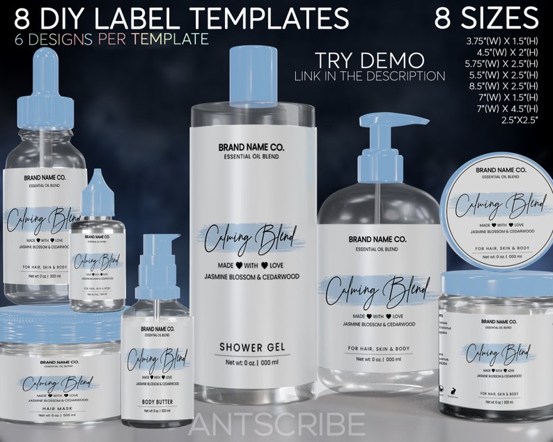 Printable Cosmetic Label Template SET Homemade Beauty Label Etsy