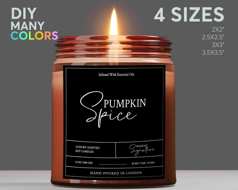Personalized Candle Label Sticker Templates Kraft Candle Etsy