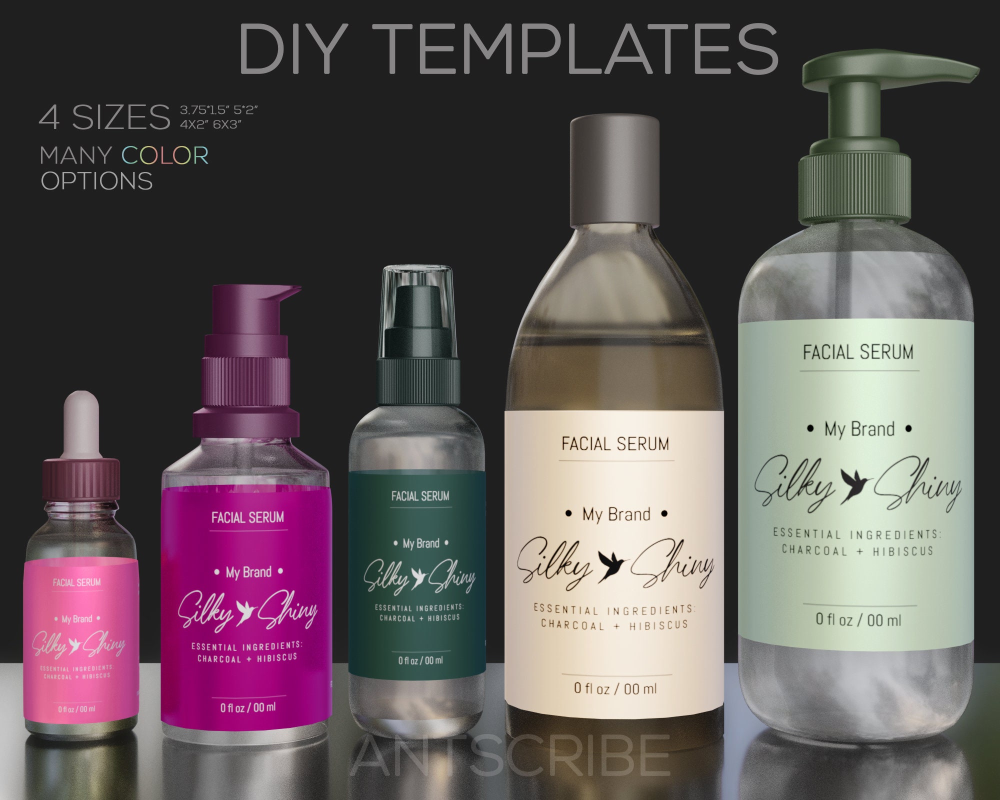 Elegant Cosmetic Bottle Label Templates Printable Shampoo Etsy