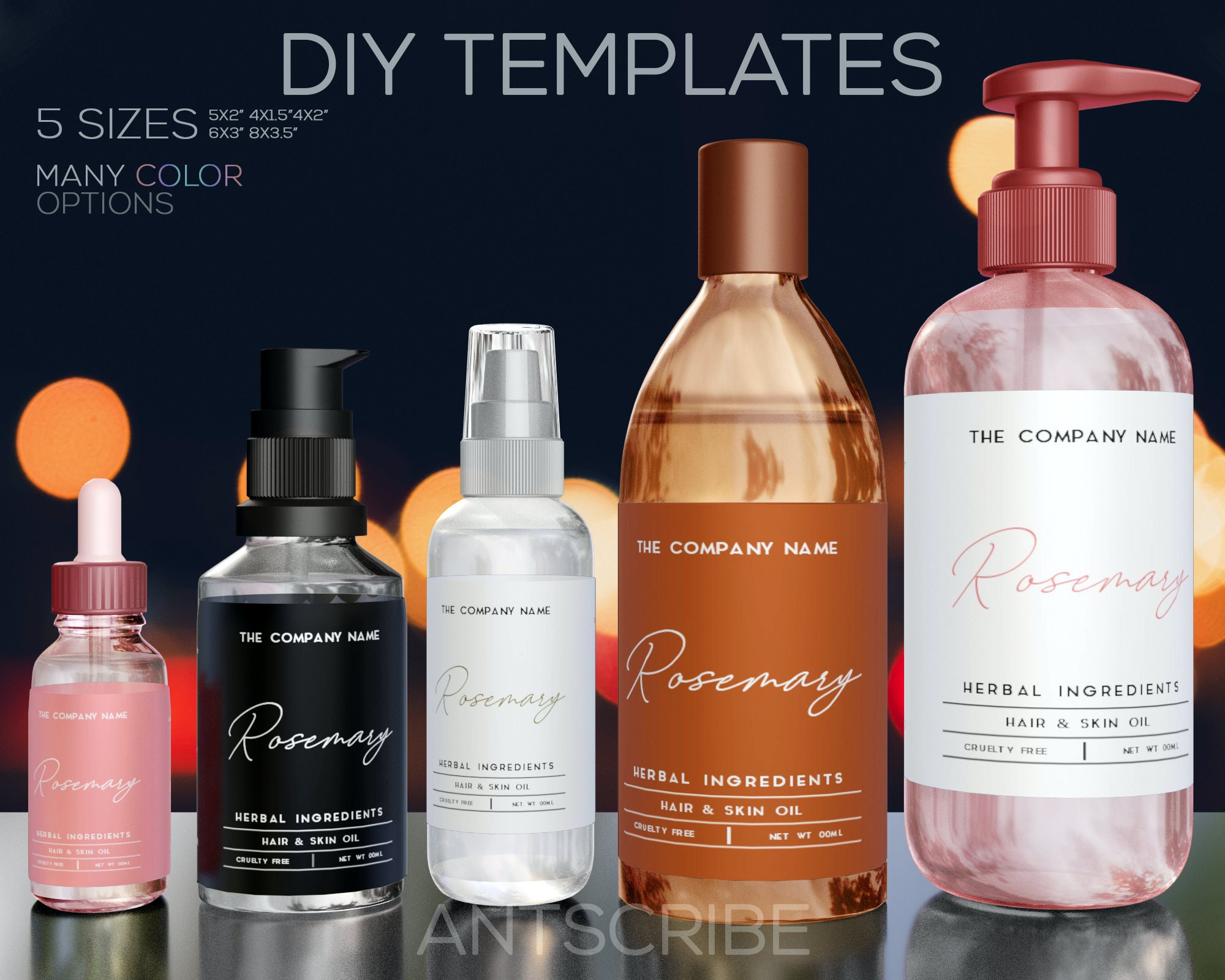 Clear Bottle Label Template DIY Printable Modern Minimalist Etsy