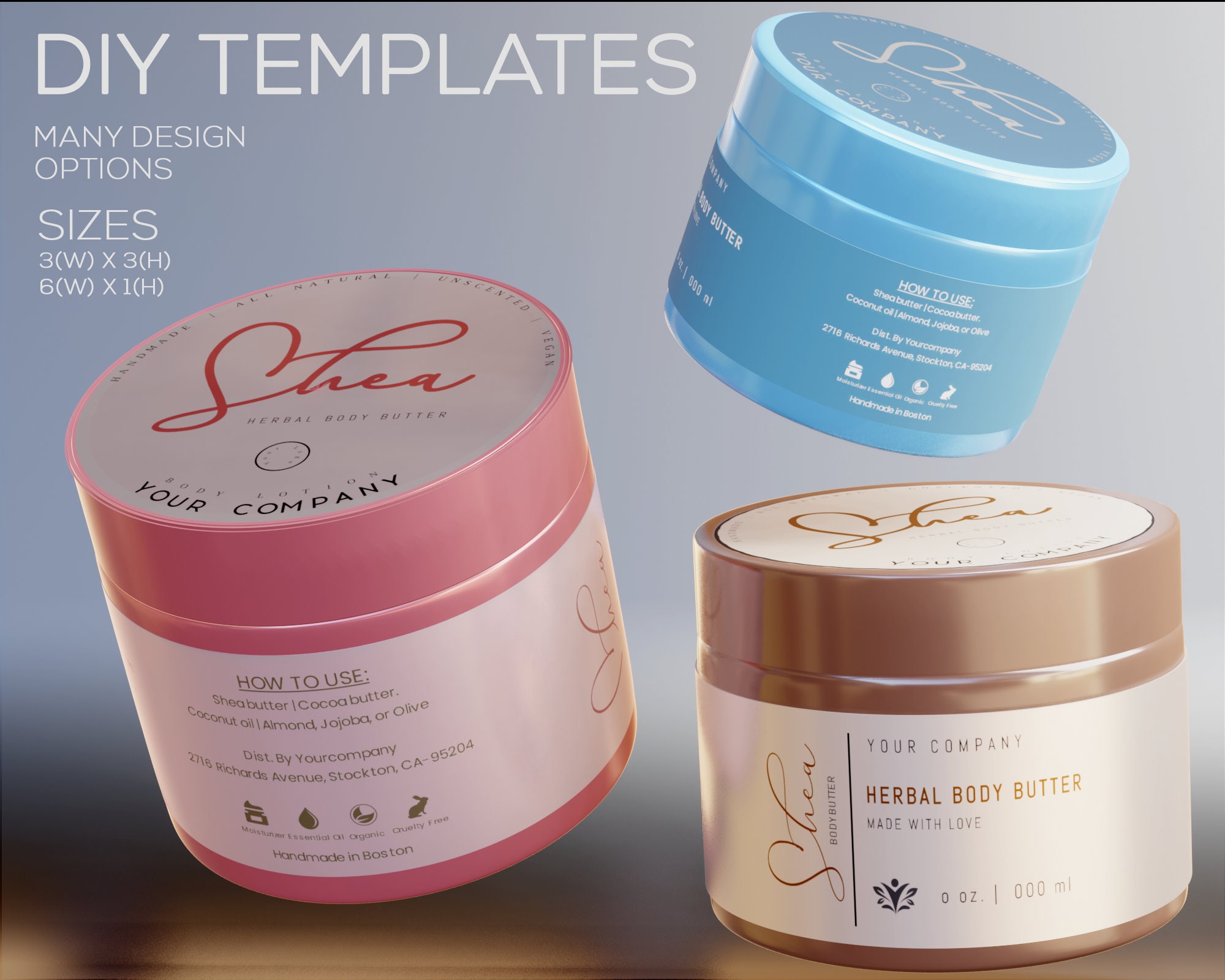 Modern Printable Body Butter Label Design Custom Cosmetic Etsy