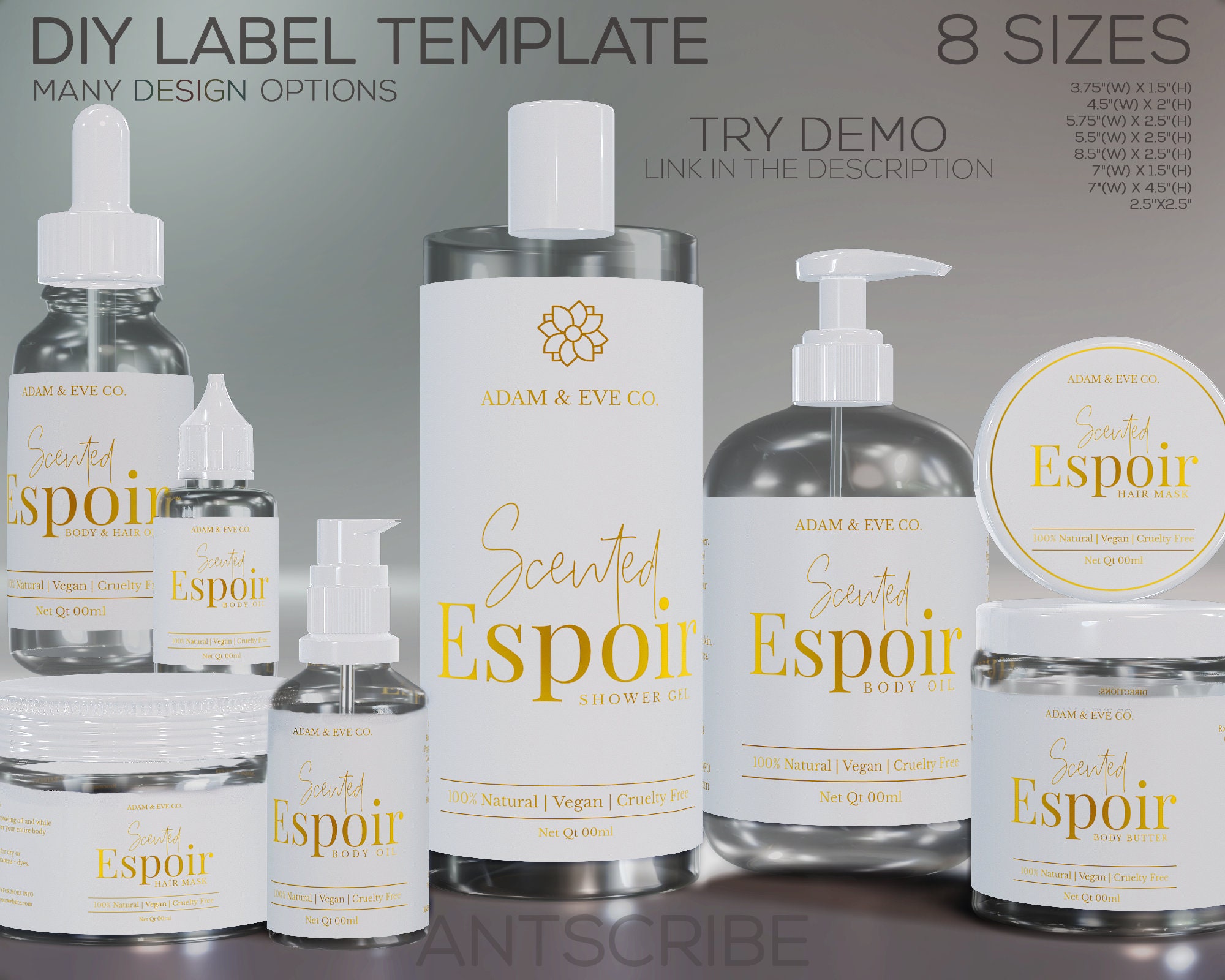 Printable Hair Growth Oil Label Designs Set Personalizable Etsy